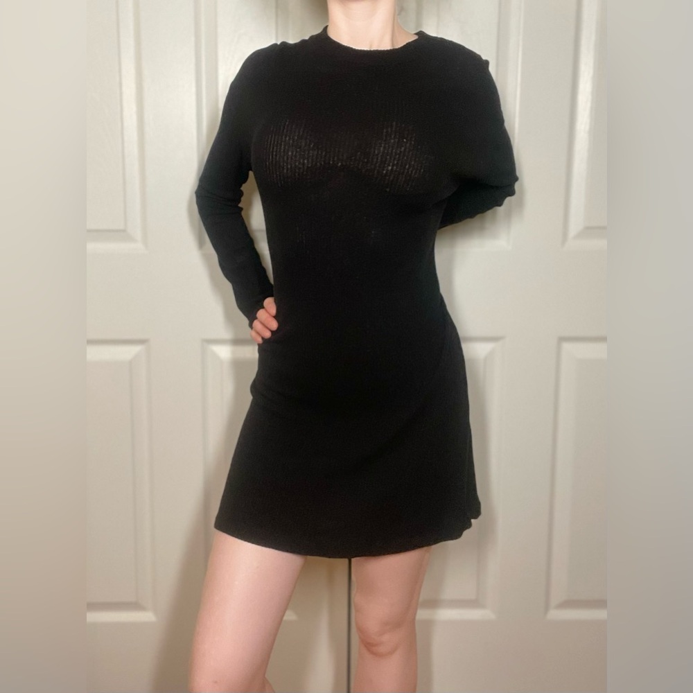 Reformation Black Ribbed Knit Dress